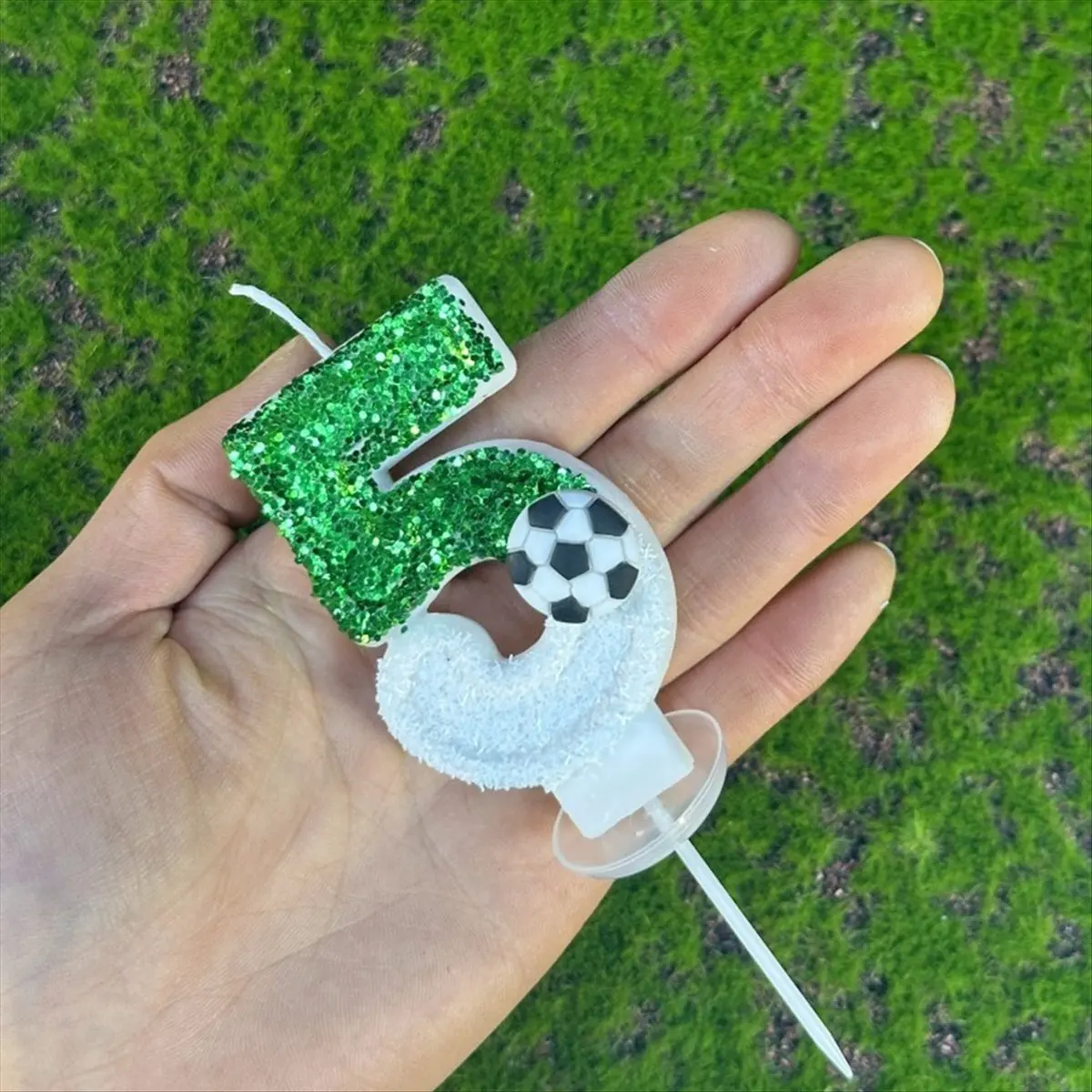 【HOT N07R】 Football Candles Number 0-9 Green Sparkles Birthday Creatives Soccer Candle for Boy Party Cake Top Decoration