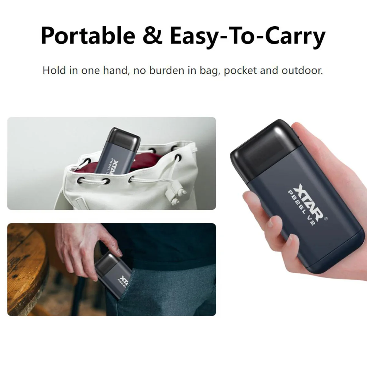 XTAR Power Bank 18650 cargador de batería PB2SL V2 QC3.0 carga rápida 21700 20700 18650 cargador de baterías recargables PowerBank