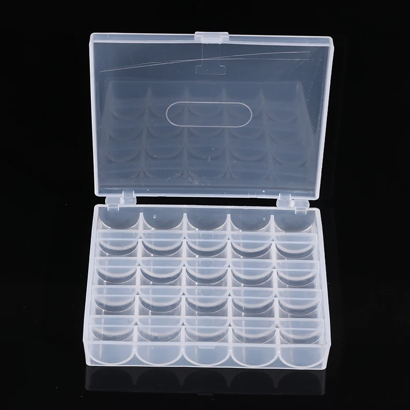 25 Spools Bobbins Sewing Machine Bobbin Case Organizer Storage Clear Box Tools