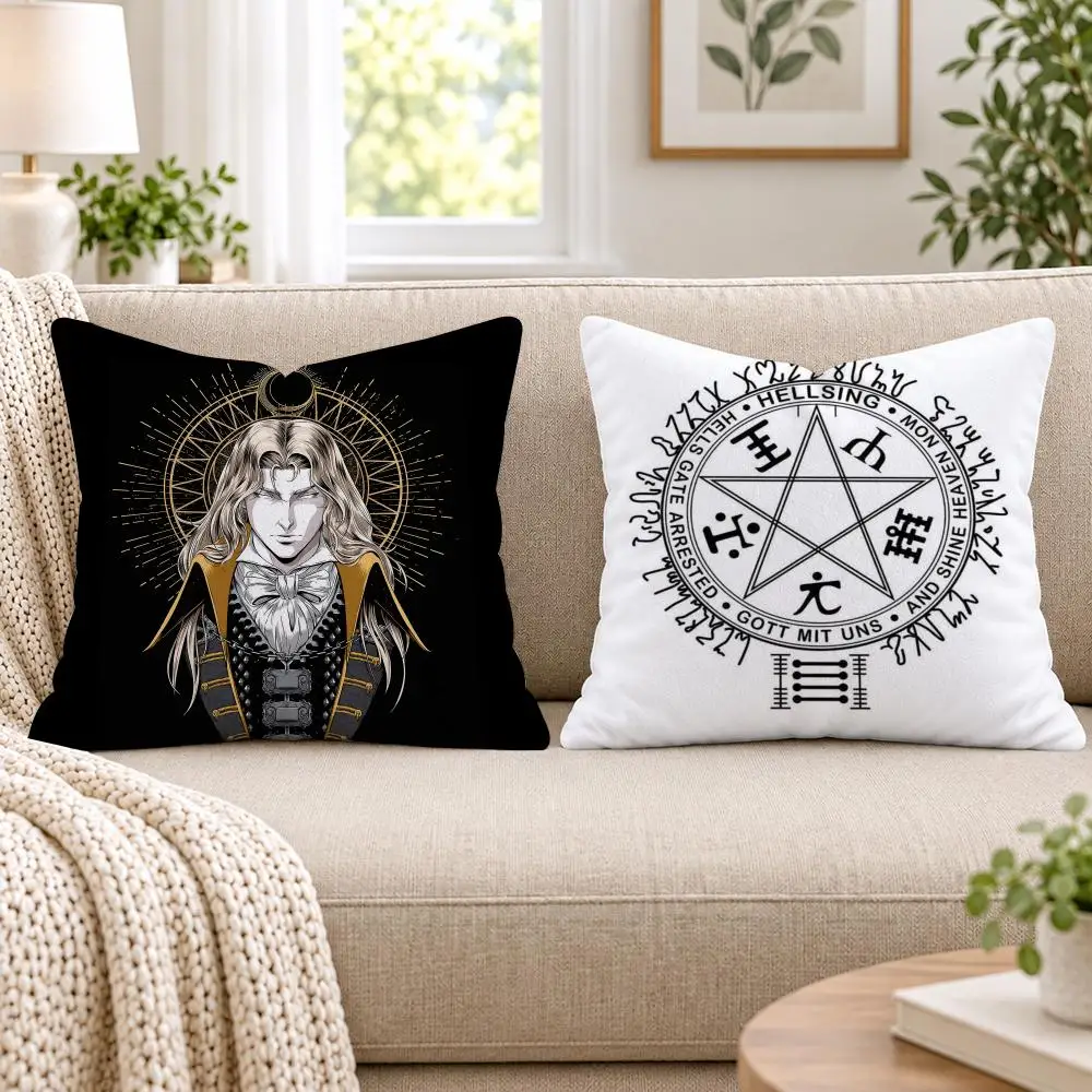 Anime C-Castlevania Cushion Cover Short Plush Double-Sided Printing Sofa Bedroom Pillow Case Aesthetic Home Decor