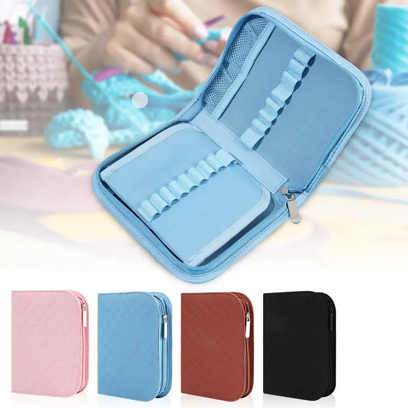 

Портативный чехол для рукоделия с мягкой подкладкой, водонепроницаемый, для хранения набора крючков для вязания, компактная дорожная сумка с плечевым ремнем, чехол для инструментов