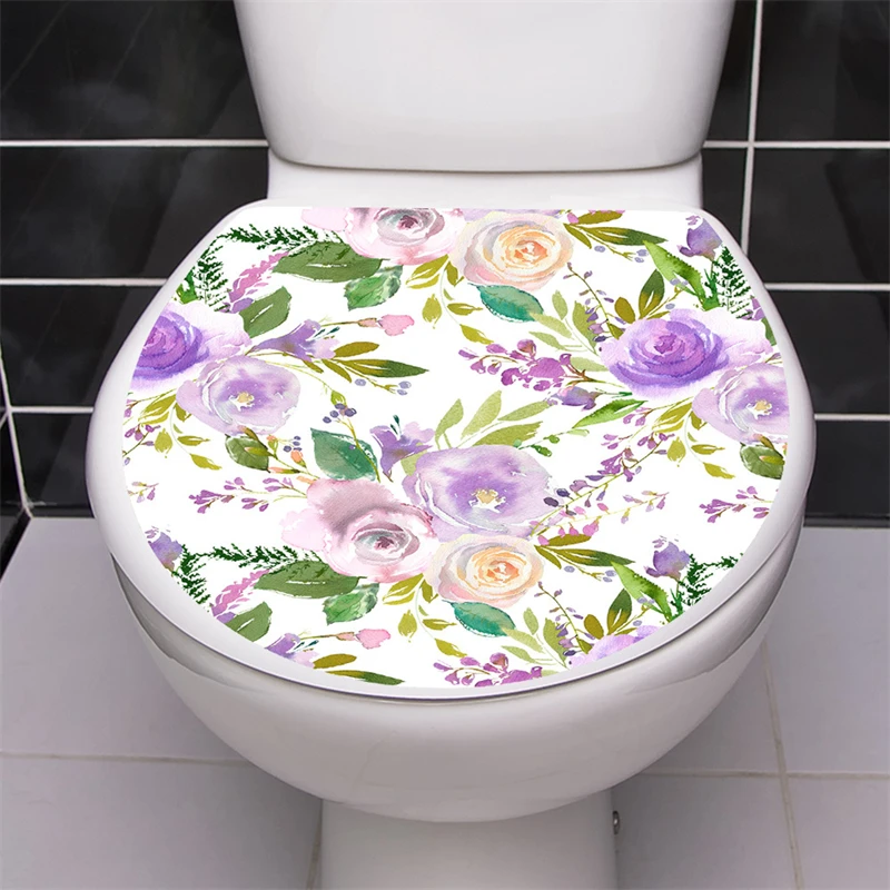 Accessoire Déco Salle De Bain Autocollants WC Papillons Et Pivoines - Imperméables Vinyle - Décoration Abattant Toilette - Motif Floral élégant Stickers Abattant Toilette Imperméables