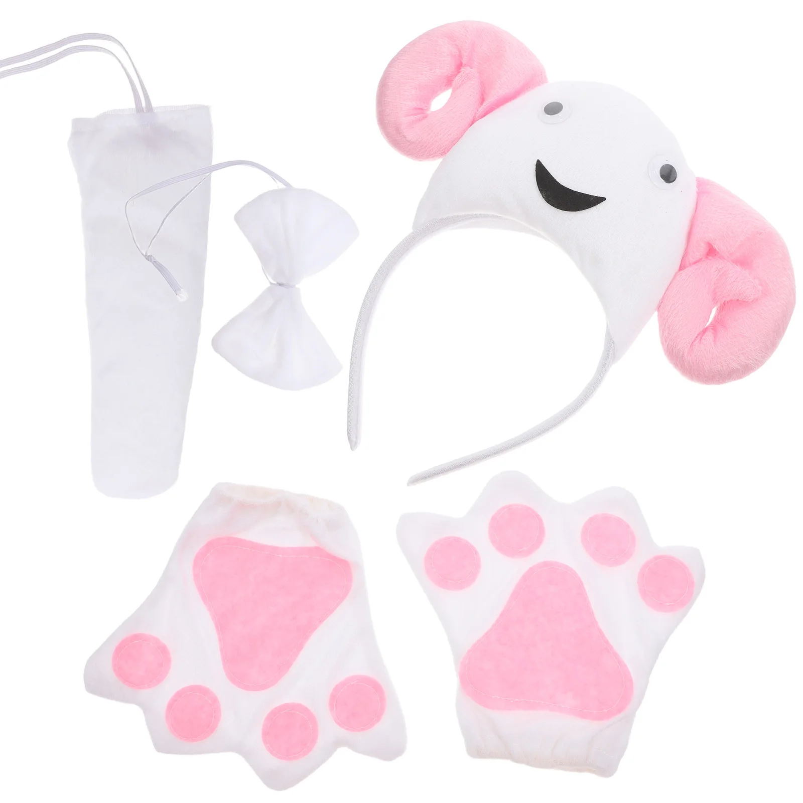 Conjunto de cabeça e cauda de ovelha, tecido confortável, acessório de fantasia de animal para crianças e adultos, festa de Natal de Halloween