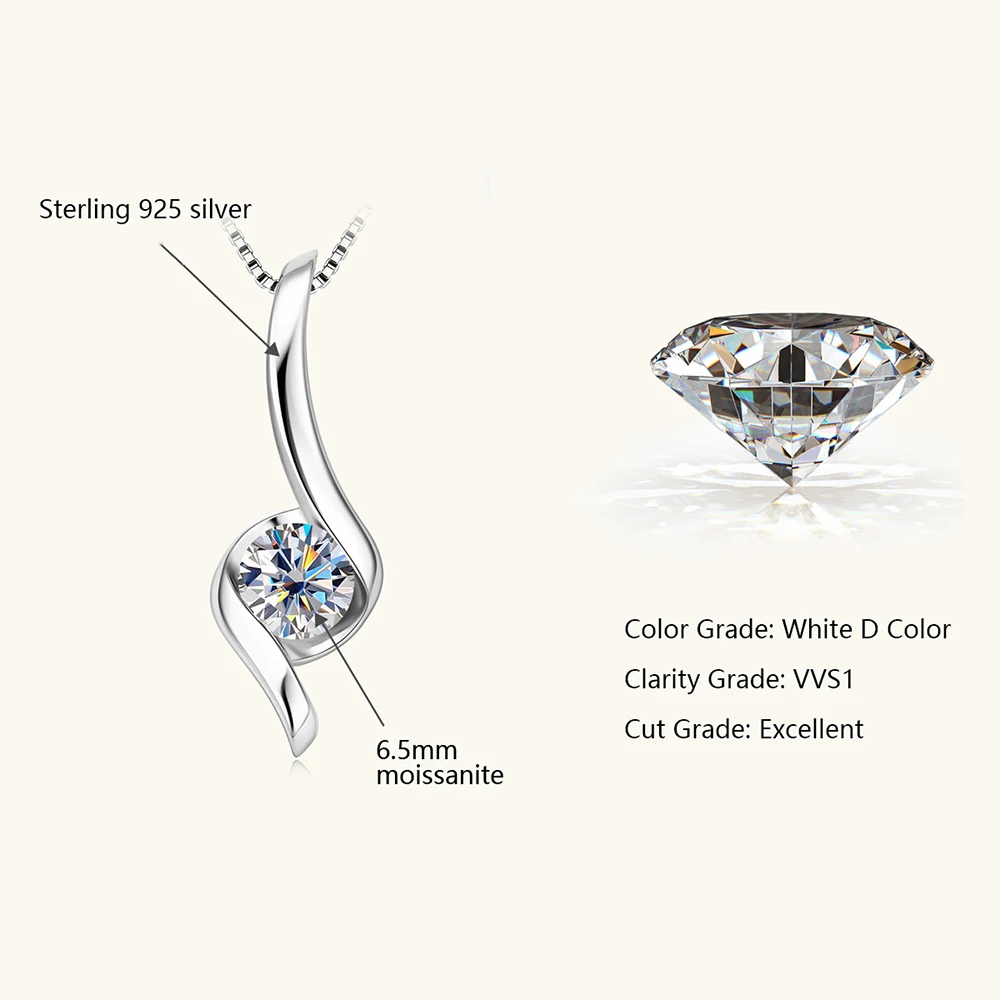 Sterling Silber 925 echter Moissanit Schmuckset für Frauen 2,0 ctw D Farbe Labordiamant Ohrstecker Anhänger Halskette Sets Geschenk – Detail 11