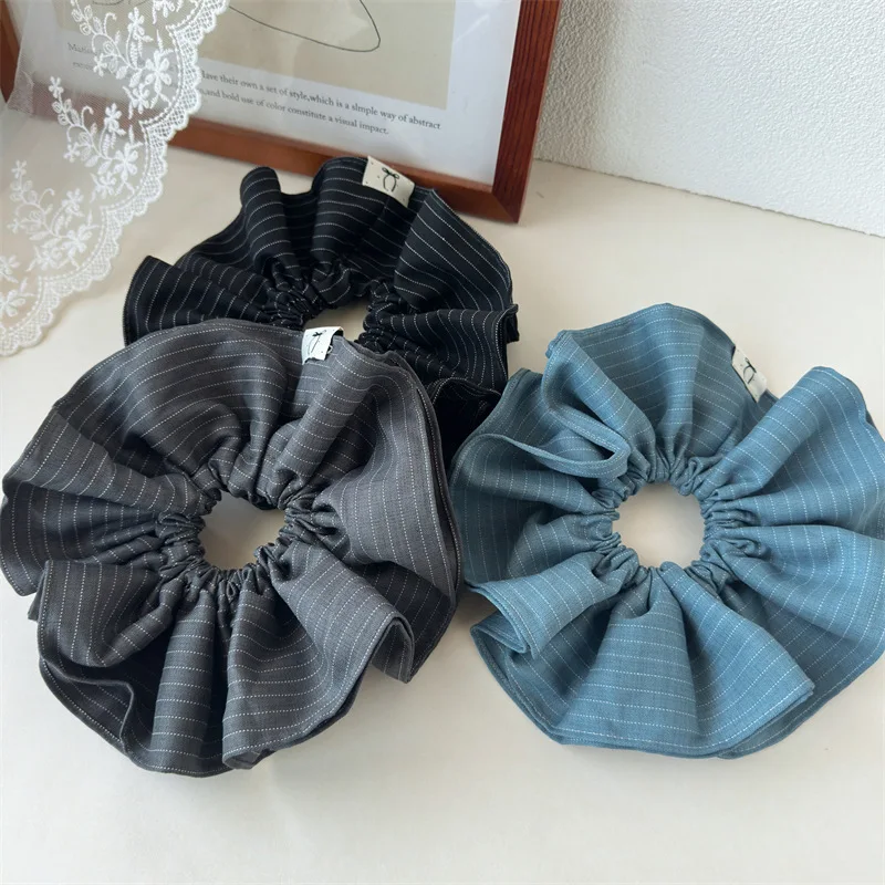 

Модная полосатая тканевая повязка для волос с толстой кишкой, новинка 2025 года, повязка на голову с низким хвостом и цветком