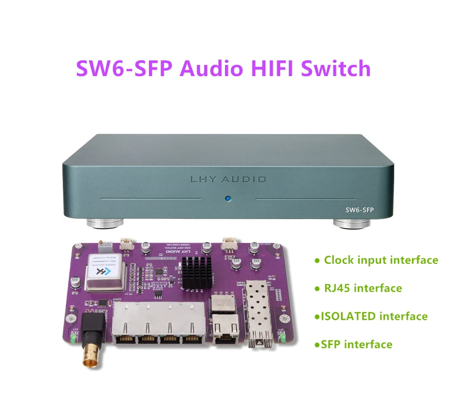 W pełni liniowy zasilany prądem stałym oscylator kryształu OCXO o stałej temperaturze SW6-SFP przełącznik Audio HIFI