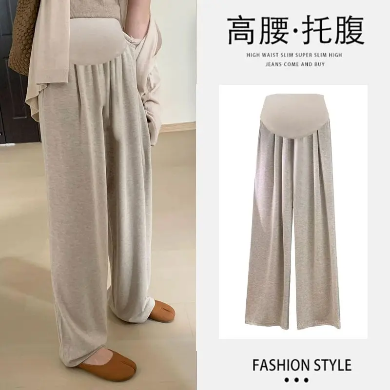 Autumn Winter Maternity Pants Thermal Wide Leg Loose Straight Clothes for Pregnant Women Pregnancy