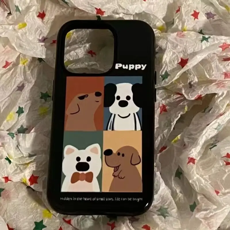 SEIRASSIM cute cartoon puppy phone case for iphone 16 pro max 15 plus 14 13 11 12 silicone back cover for iphone xs xr x bumper