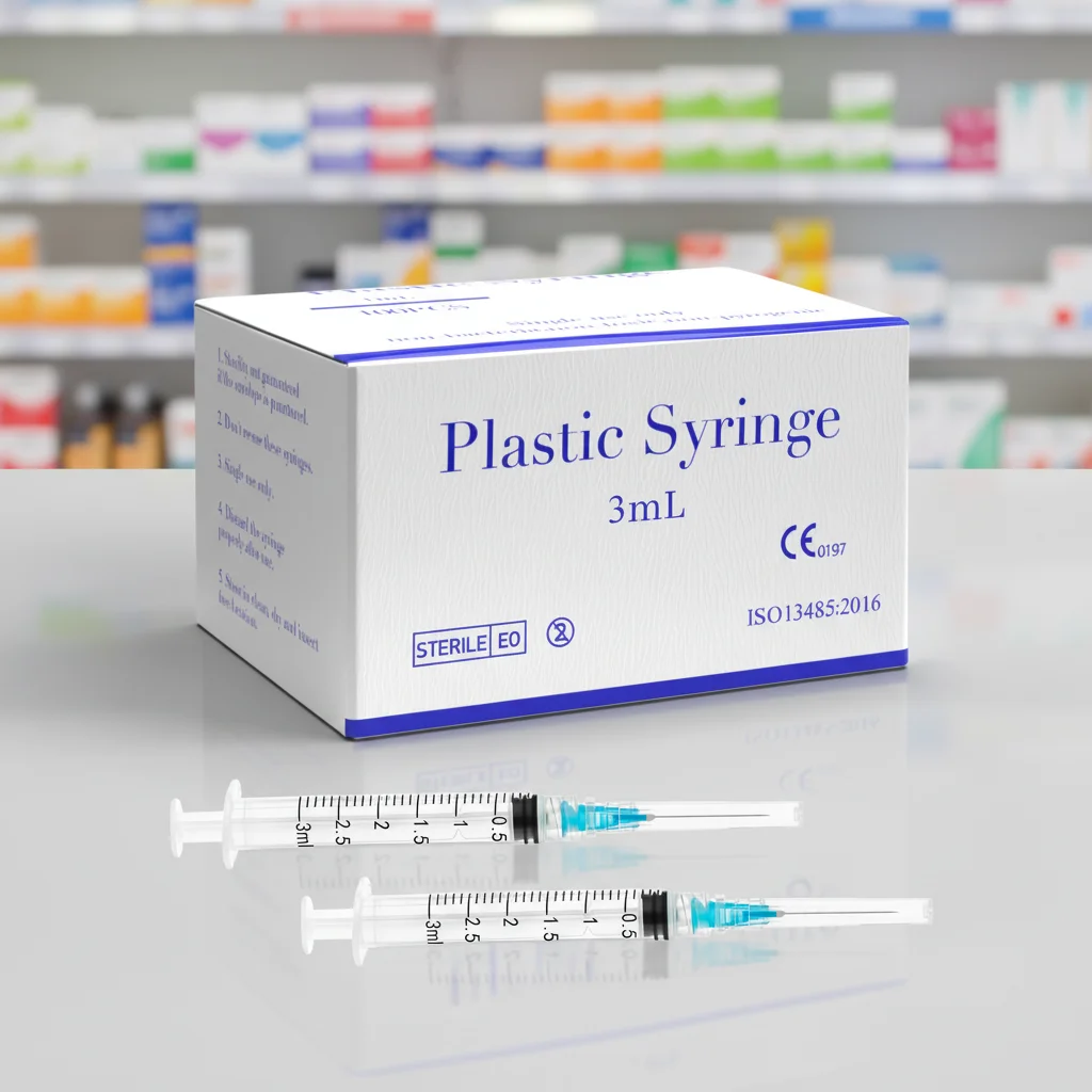 Individually Packed 100 Pack 3ml 23Ga Sterile Disposable Plastic Luer Lock Syringe Hypodermic