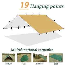 19 pontos suspensão impermeável lona DIY lona abrigo multifuncional 3x4 4x4 Rainfly mochila caminhadas