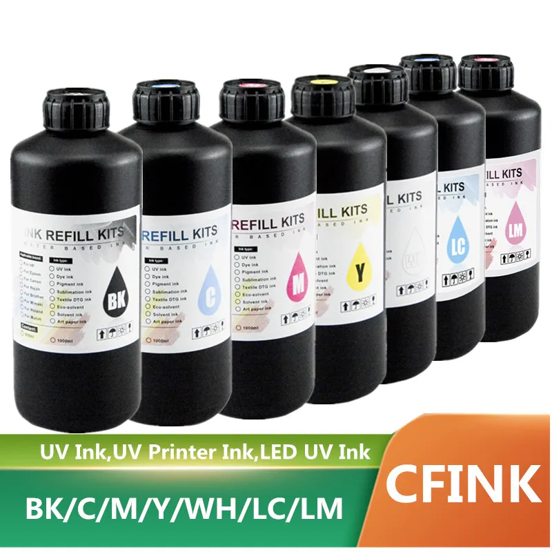 UV-harte Tinte 1000 ml UV-Tinte für Epson XP600 TX800 XP-600 L800 L805 L1800 R290 R300 1390 1400 1410 1430 DX5 DX7 DX10 UV-Drucker