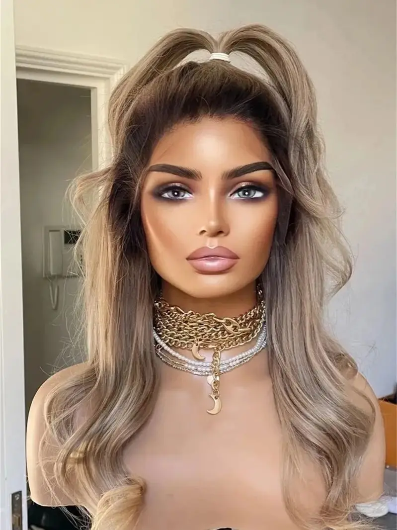 

Парик высокого качества Ombre Теплый Коричневый Блондин Синтетический Парик Фронта Шнурка Для Белых Черных Женщин Повседневная Вечеринка Косплей Использование Маленькая Большая Кепка