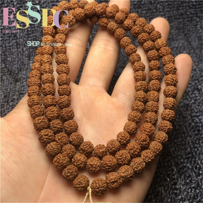 Wholesale 108 Mala Natural Nepalese 7mm Golden 5-petal Rudraksha  Fashion Men's Buddha Seed Beads Bracelet DIY Jewelry