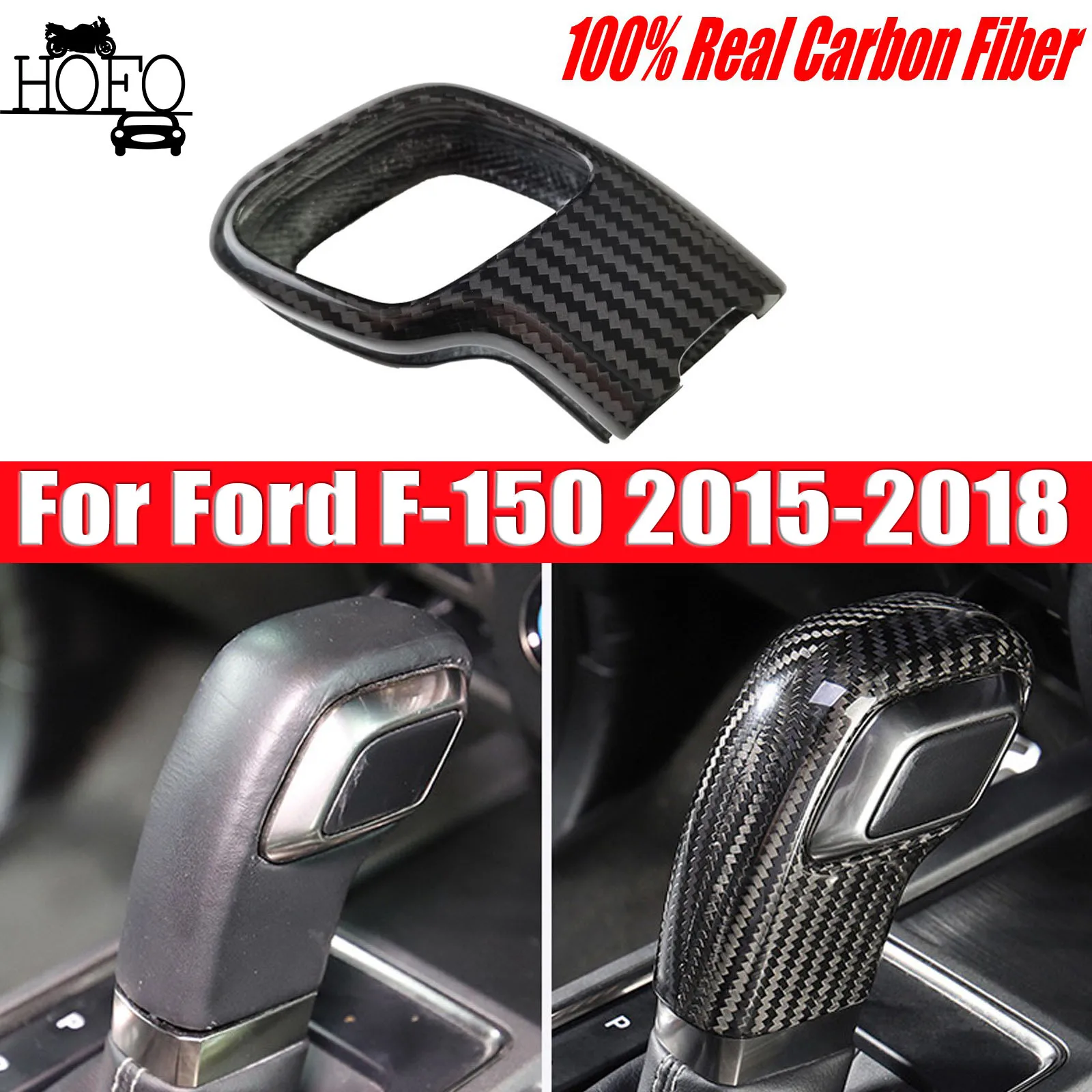 

For Ford F150 2015-2018 Gear Shifter Head Trim Cover Shift Knob Carbon Fiber
