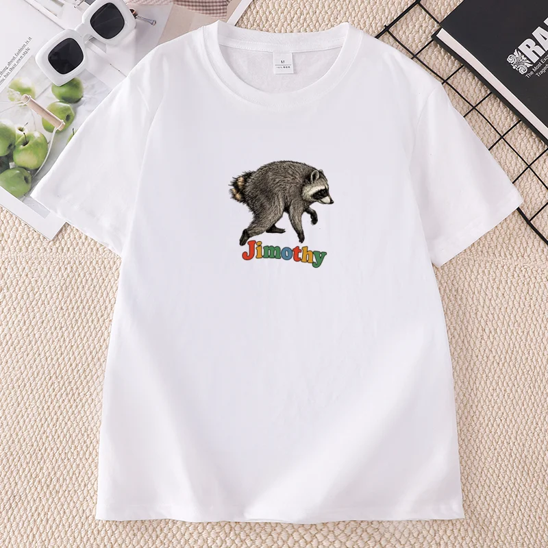 Jimothy Viral Raccoon T-Shirt for Man Woman Funny Trash Panda Wildlife T-Shirts Retro Animal Lover Meme Tee Unisex Clothes