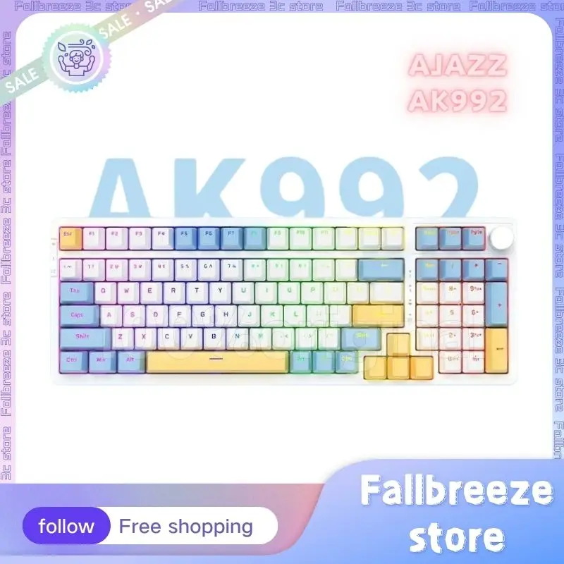 

AJAZZ AK992 Mechanical Keyboard 3Mode 2.4G/USB/Bluetooth Wireless Keyboard Hot Swap 99Key RGB Keycaps PBT Gaming Keyboard Gifts