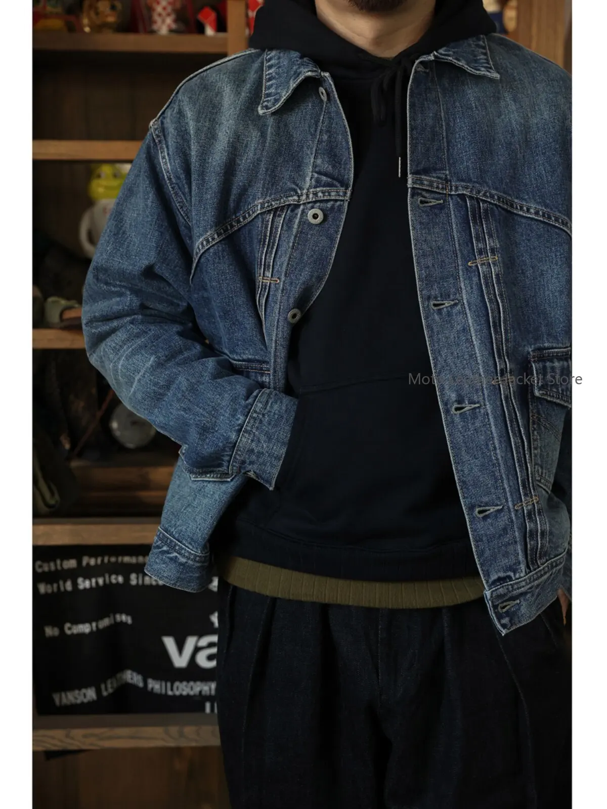 

Secondorder FW22 (SOR) Denim Jacket Vintage Washed Selvedge Denim Jacket Classic Retro Outerwear