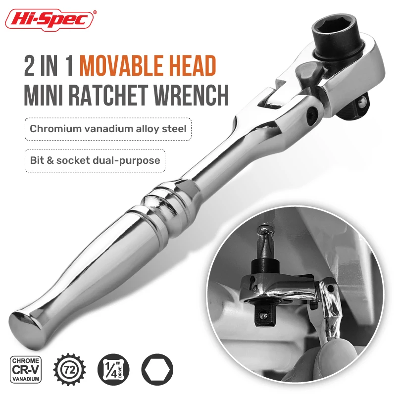 New 2 in 1 Dual Head Ratchet Socket Wrench Mini Hex Bit Driver Screwdriver Handle Two-way Quick Release Wrench Spanner