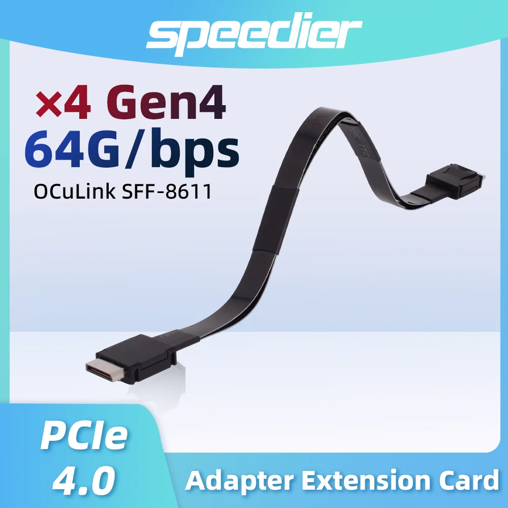

PCI-E 4.0 X4 64Gbs SFF-8611 Male FFC Oculink Extension Cable for External GPU Dock Graphics Card PC Server eGPU OCuLink 25- 50CM