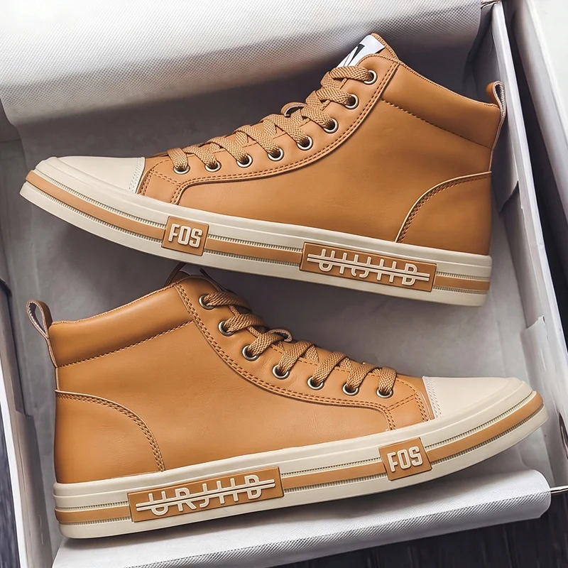 Men's retro casual boots four seasons new light breathable soft-sole non-slip outdoor walking boots fashion Joker high-top boots