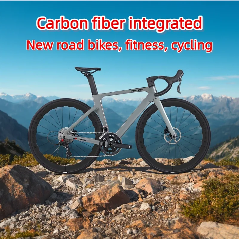 

New carbon fiber road bicycle hydraulic version windbreak integrated lightweight bicycle for men and women, fitness cycling