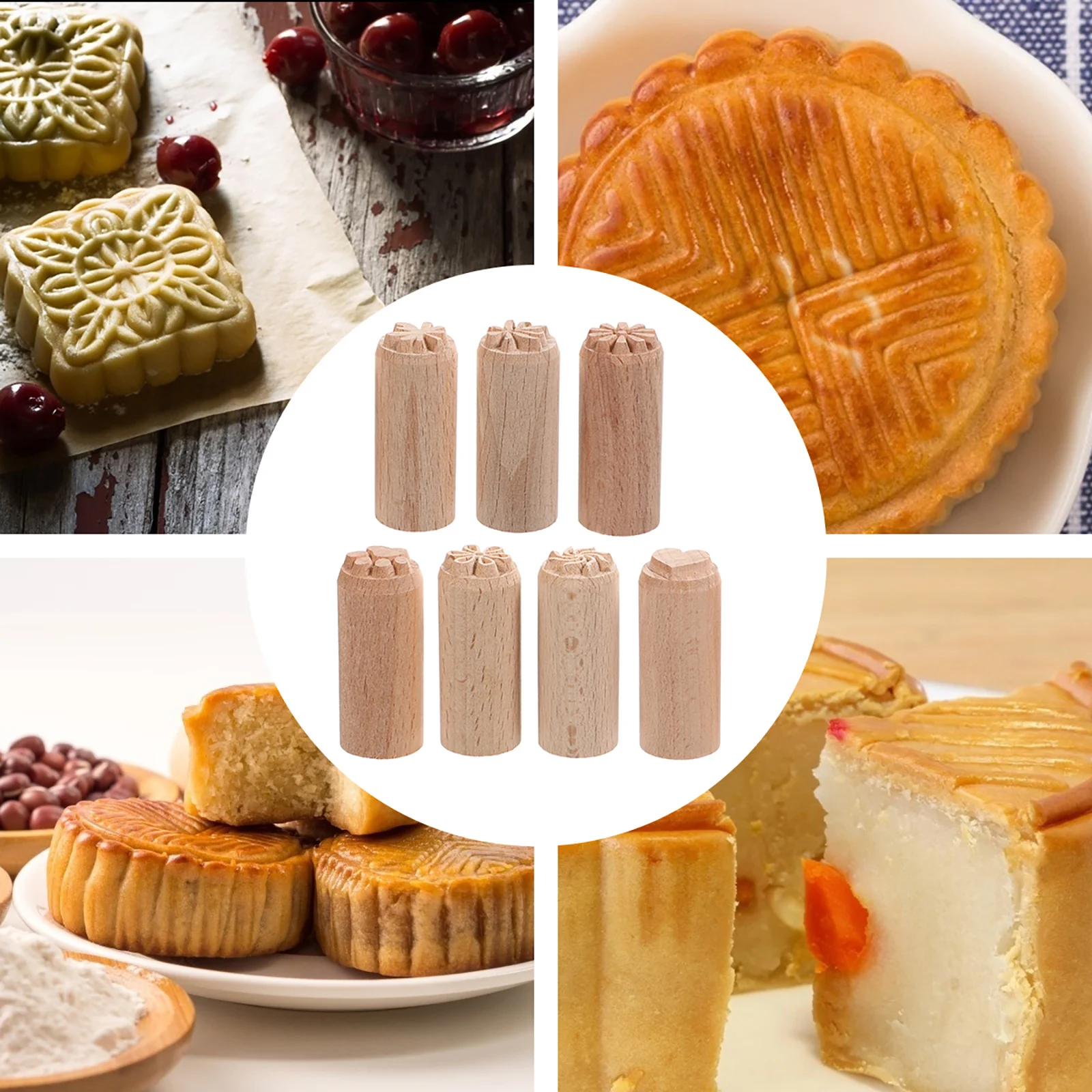 

Wooden Clay Stamps Pottery Decorative Tools Natural Wood Column Stamps Clear Pattern DIY Craft Accessories Wooden Pottery Stamp