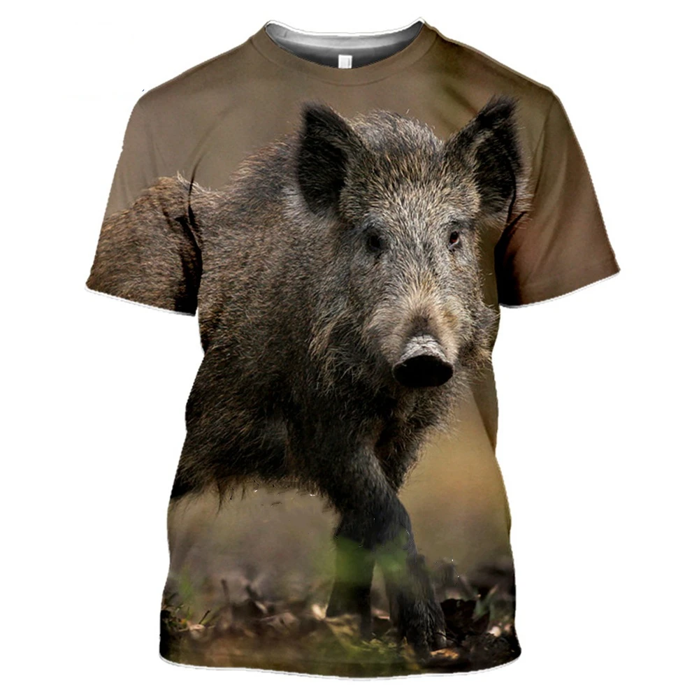 Camouflage Boar Animals Hunting 3D T-shirt Summer Leisure Men Tops Fashion Street Women\'s Pullover Short Sleeve T Shirt