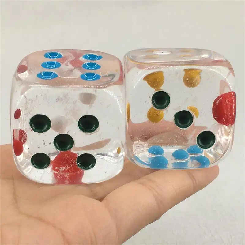 3.5cm Hand-Carved Clear Melting Crystal Dice Transparent Colorful Game Party Crystal Dices Children Board Game Toy 1pcs