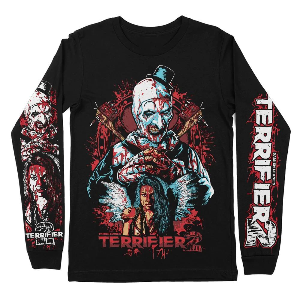 Terrifier Horror Film Halloween Merch Lange Mouw Zwarte Streetwear Vrouwen Mannen Sweatshirt 3d Kleding