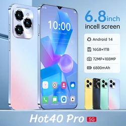 Global Version Hot40 Pro 5G Smartphone 6.8 Inch 16GB RAM+1024GB ROM Snapdragon 8 gen3,108MP Camera 6800Mah Battery Android Phone