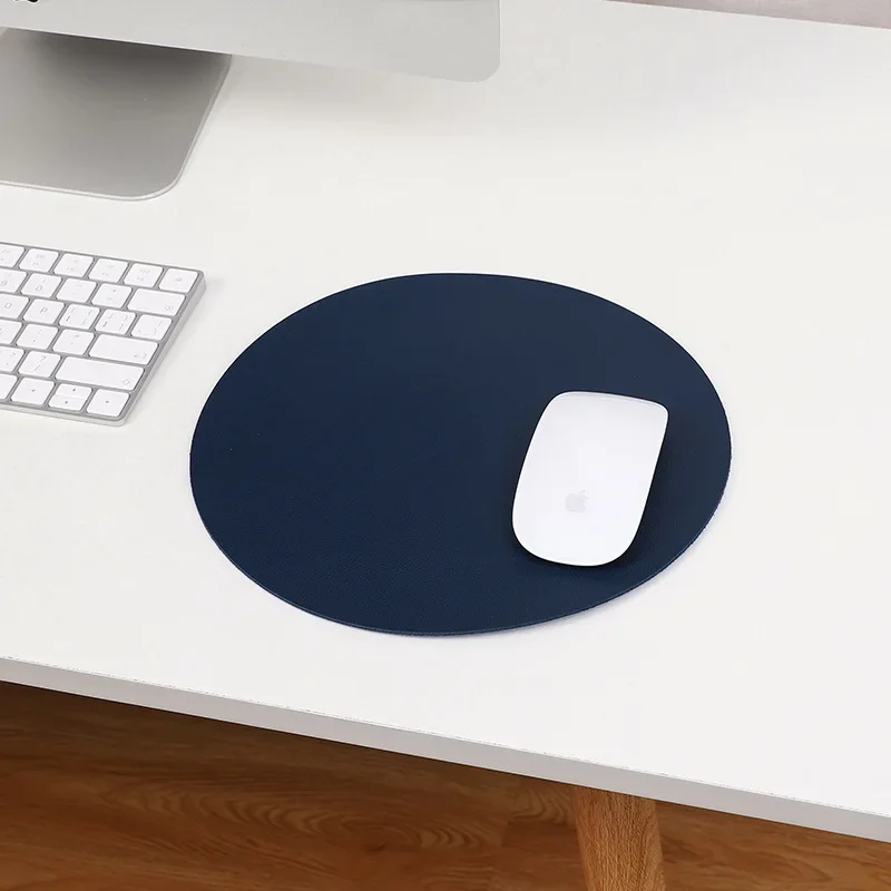 Single-Sided Rodada Couro Mouse Pad, Universal antiderrapante Mouse Mat, Adequado para Laptop, Office Gaming Mouse Pad, Cor sólida