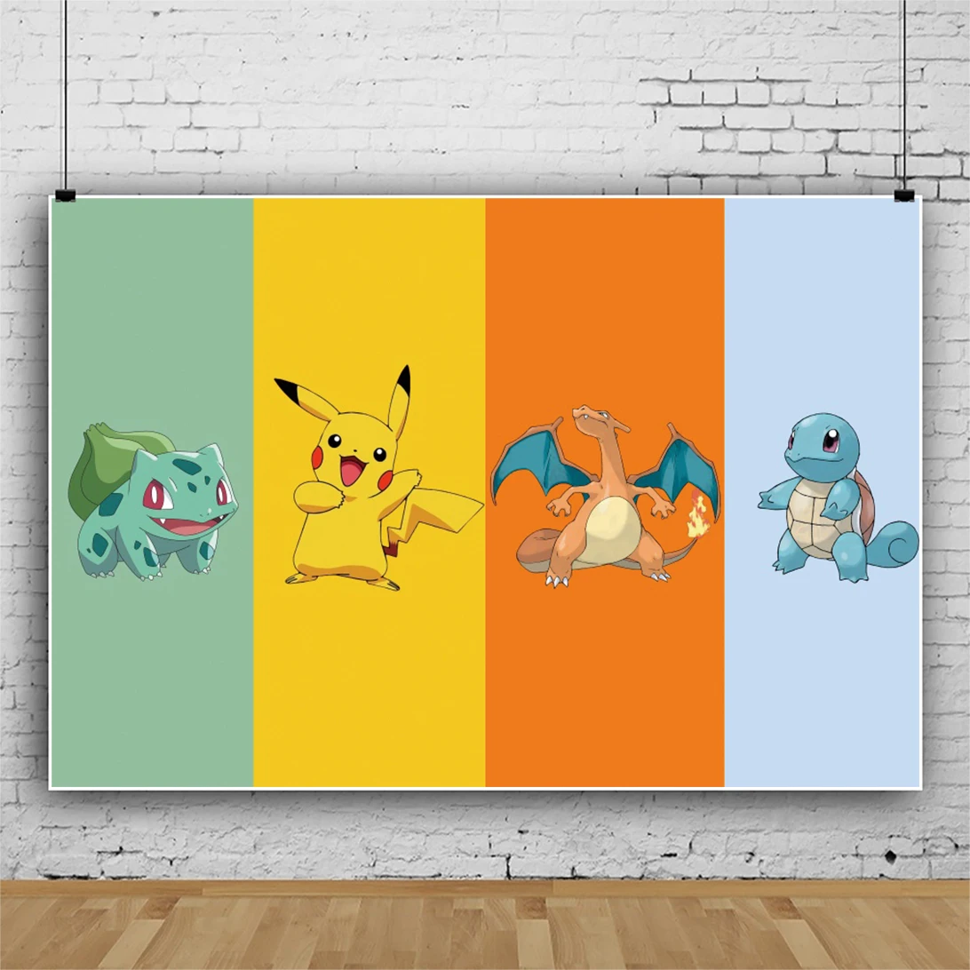 Pokemon tło urodzinowe Pikachu fotografia imprezowa tło ściana Photo Studio Banner plakat Photo Studio prezent dla dzieci Party Decor