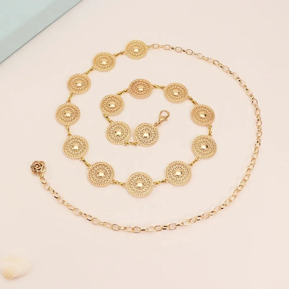 

Новая круглая полая цепочка на талию из металлических пластин, регулируемая по длине, в богемном стиле, для женщин