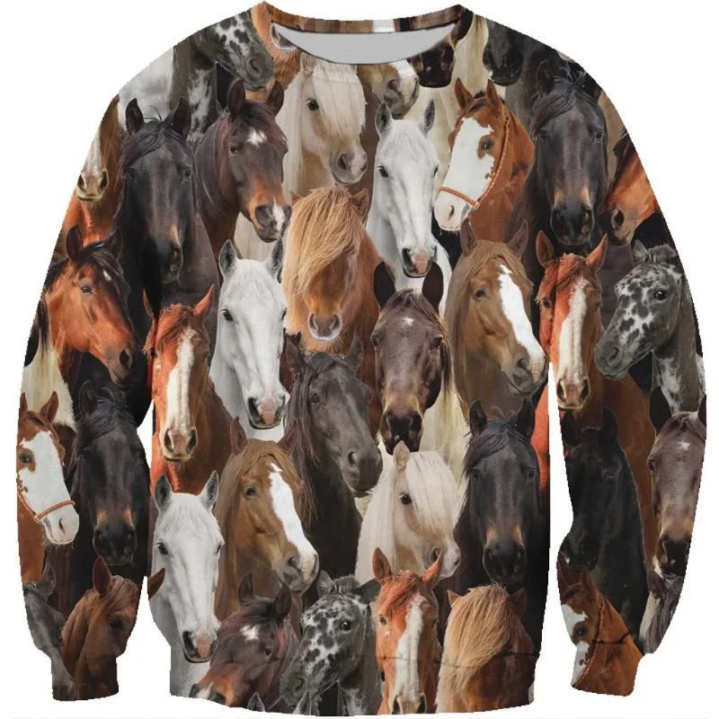 Yorkshire Schnauzer Horse Sweatshirt Trendy Fall And Winter Loose Comforts Pullover Sportwear Longsleeved Tops Men Women Kid