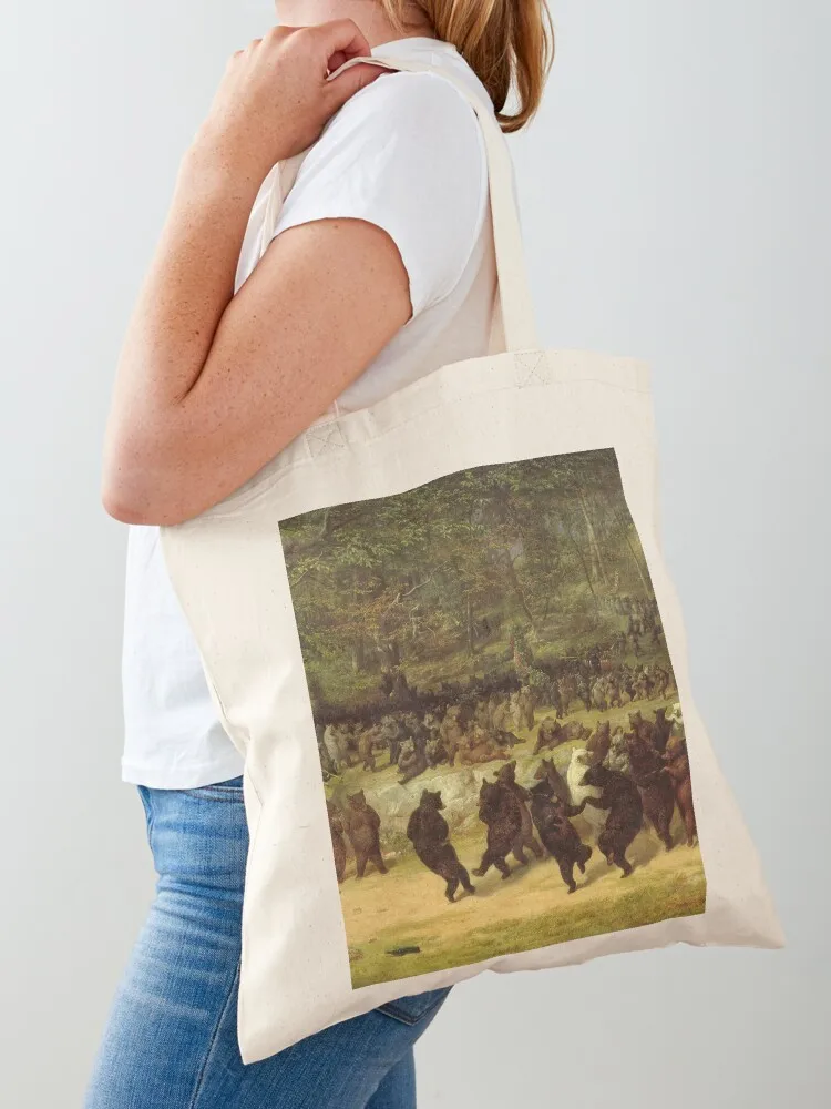 William Holbrook Beard - The Bear Dance Tote Bag tote bag university reusable shopping bags tote bag men custom bags