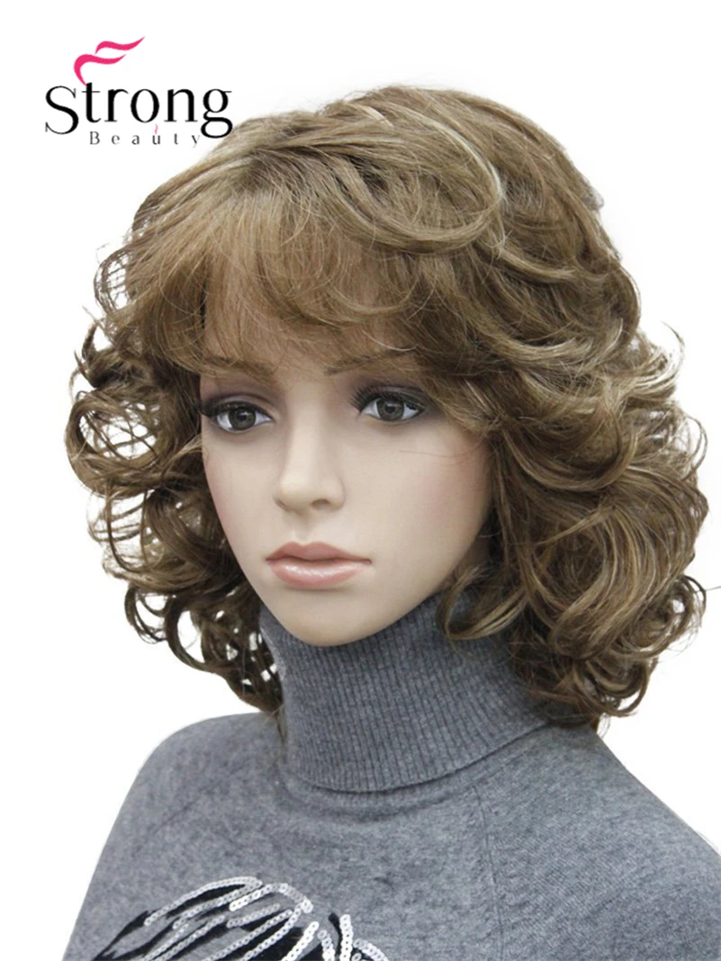 StrongBeauty Short Tousled Curls Brown,Auburn,Blonde Full Synthetic Wigs COLOUR CHOICES