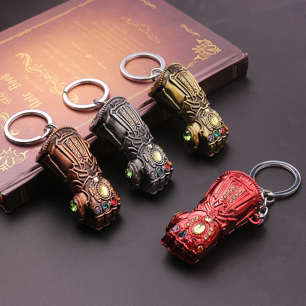 Disney Super Villain Avengers Thanos Infinity Glove Pendant Keychain Infinity Stones Fashion Keyholder Gifts For Fans Friend