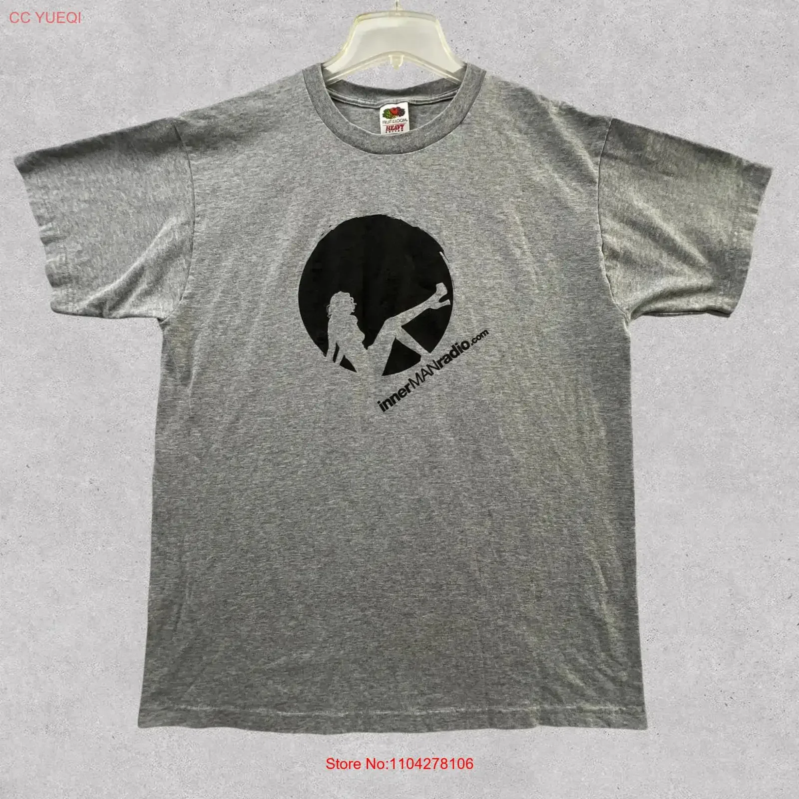 Y2K Inner Man Radio T Shirt Mens Large Gray innermanradio com vintage Washed Top For Everyday Wear streetwear Stylish homme