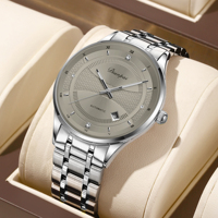 Men's fully automatic mechanical watch with stainless steel strap, luxury brand luminous men's gift watch