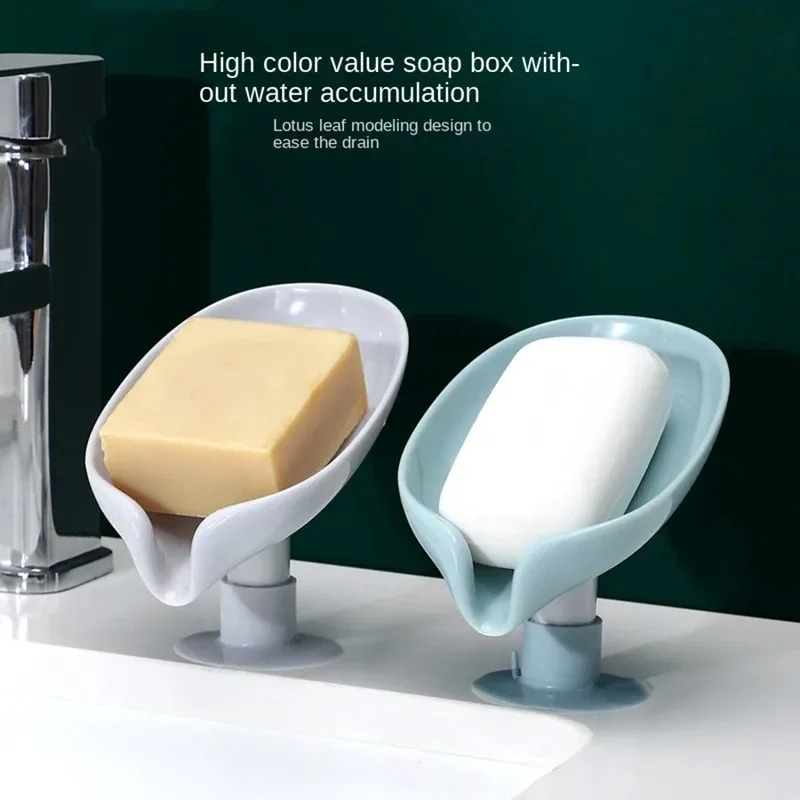 Drain Soap Holder Leaf Shape Soap Box Suction Cup Tray Drying Rack for Shower Sponge Container Kitchen Bathroom Accessories view 4