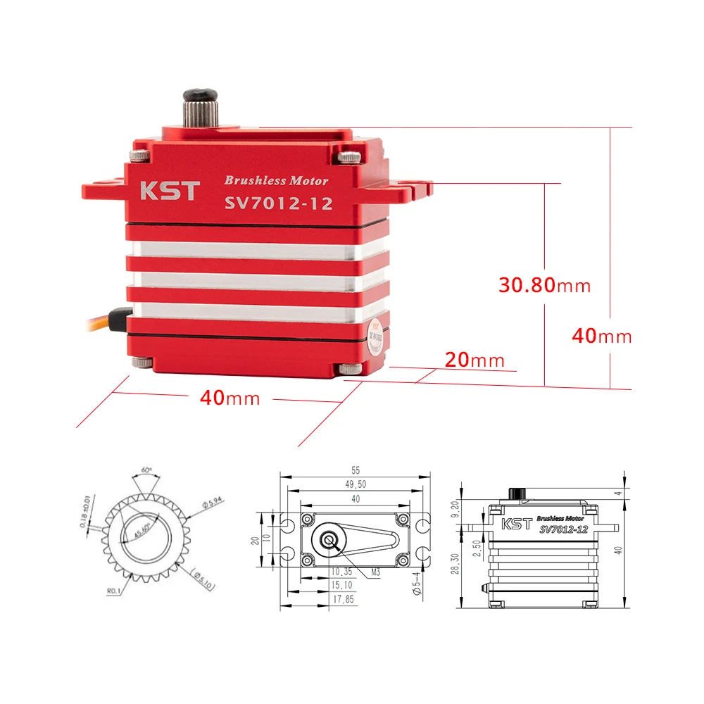 KST SV7012-12 75.0Kgf.cm 0.10sec SHV Contactless 4 Pole Brushless Digital Servo For Large Scale RC Planes