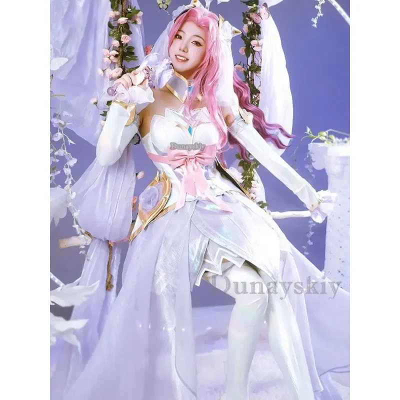Seraphine LOL Crystal Rose Costume Cosplay Gioco LOL Seraphine New Skin Rose Design Outfit Halloween Accessori per personaggi donna