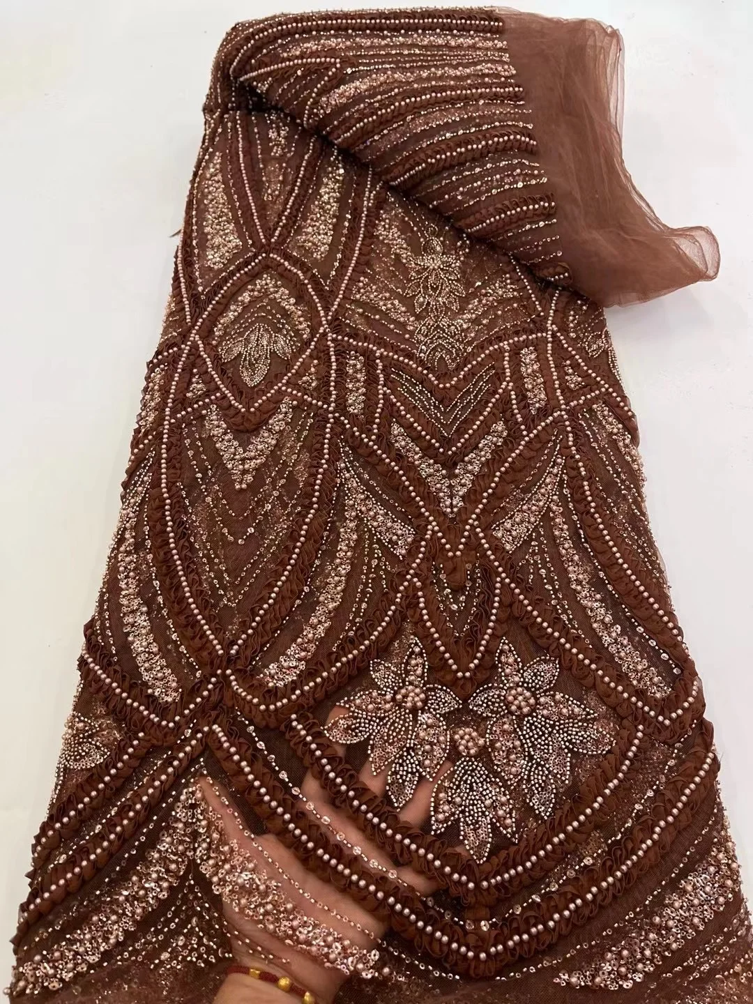 

Heavy Beaded French Tulle Fabric, Nigerian Sequins with Pearl Lace, Luxury Party Dress, High Quality, LY6599, 2025