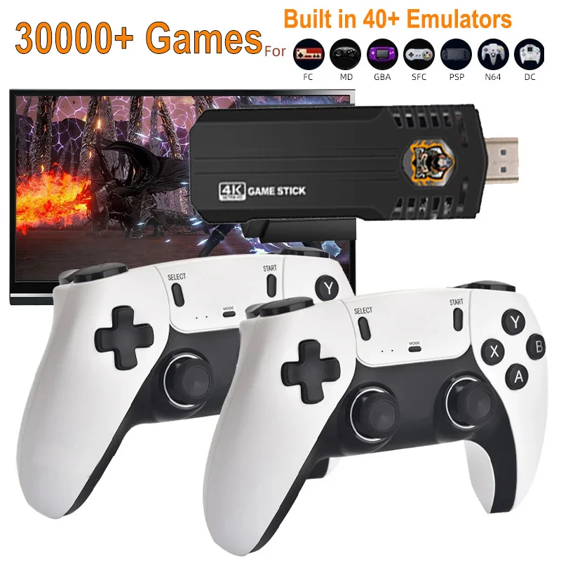 

Game Stick 4K 30000 Game Emuelec Emulator System S905 Game Chip TV Video Wireless Retro Gaming Console for PS1 PSP NES ARCADE