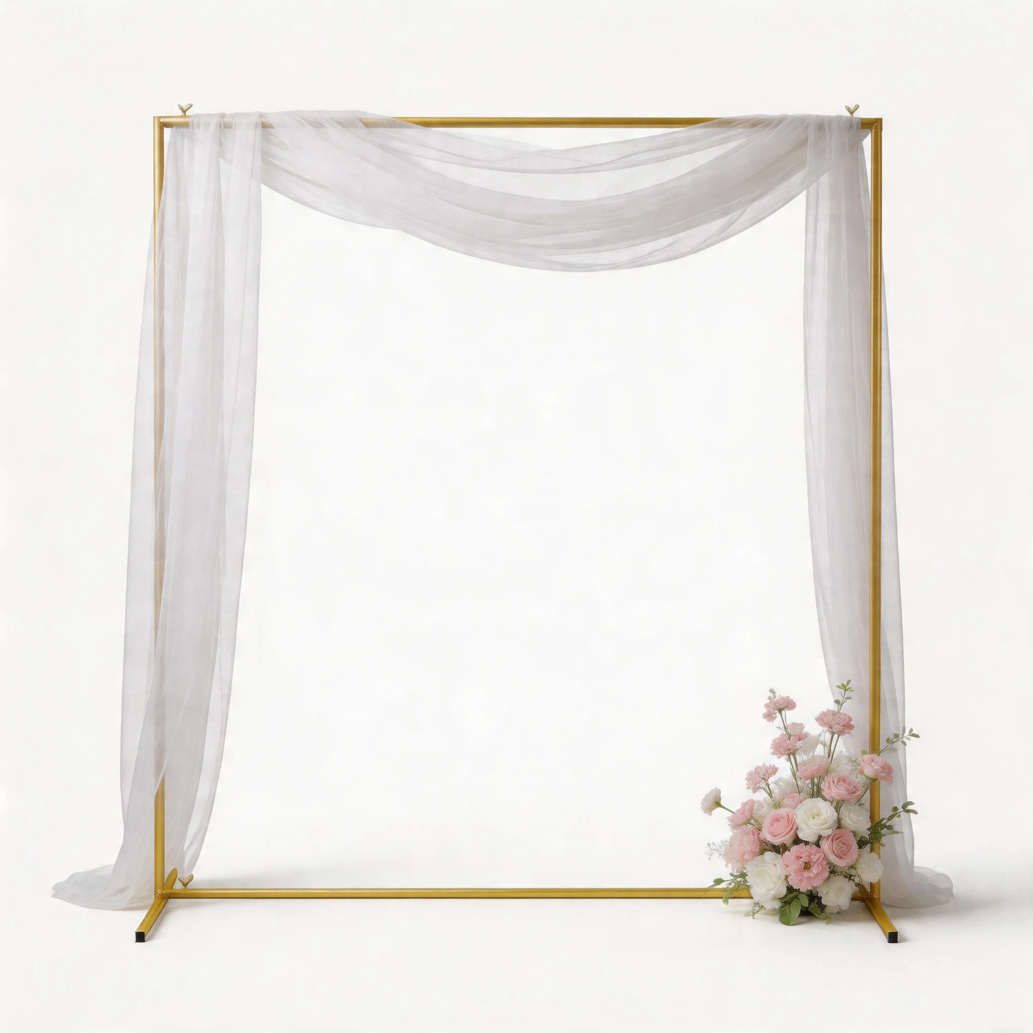 Arche de mariage carrée dorée, support de toile de fond en métal, support d'arche à ballons, cadre en fer pour décoration de fête de mariage et d'anniversaire