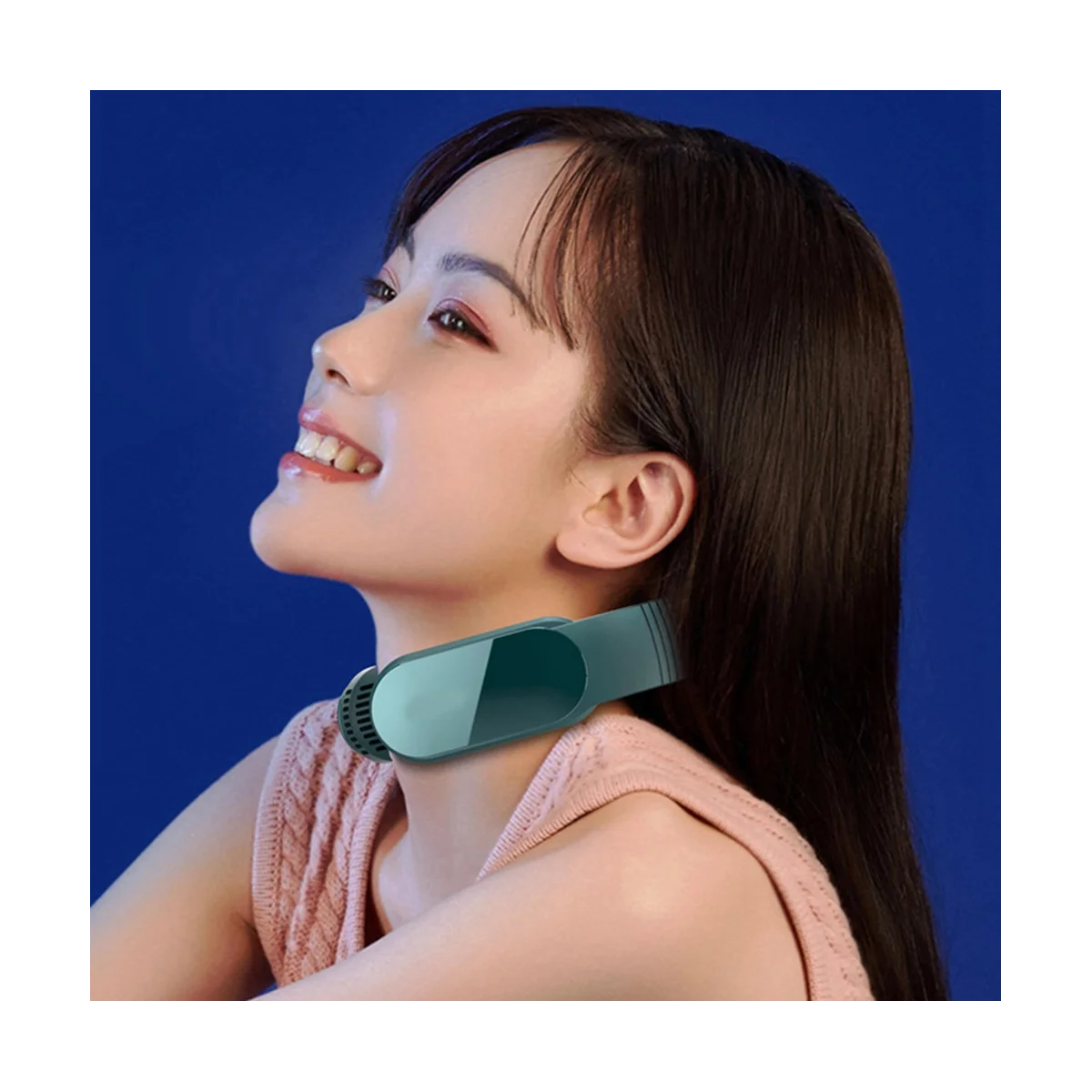 Подвесной шейный вентилятор, Кондиционер без листьев с шейным ободом, охлаждающий массажер с подогревом, горячий компрессор, Вибрационный массажер, C