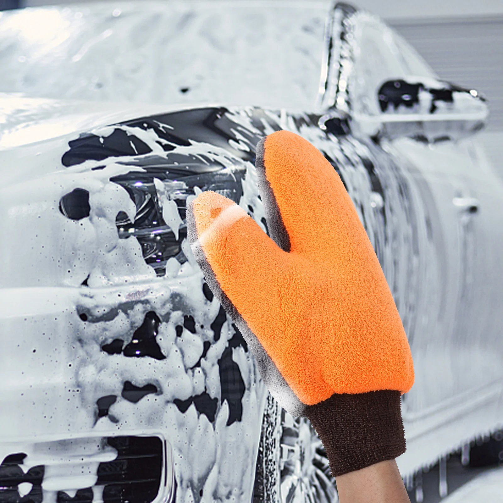 

2 Pcs Car Wash Gloves Mitt for Washing Cleaning Coral Fleece Dual Side Detailing