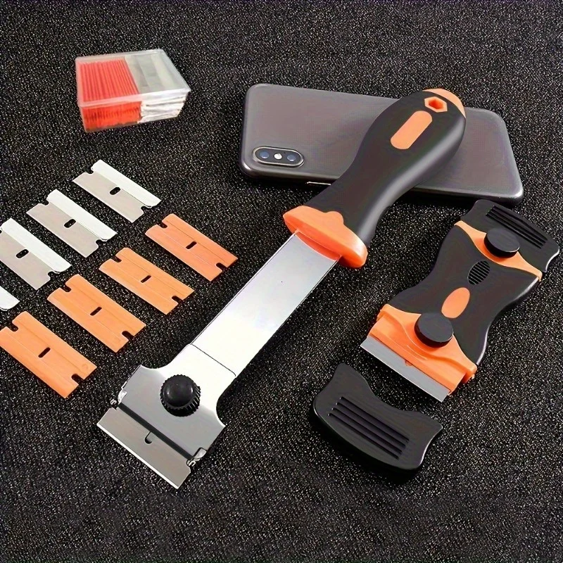 Razor Blade Scraper Double Edged Razor Blade Scraper Tool with 20 Pcs Razor Blades Glass Scraper for Windows Decals Tint