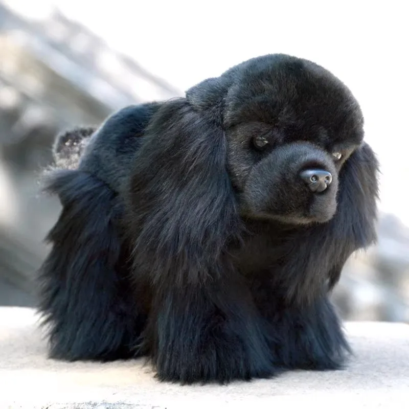 Peluche de Cachorro de Perro Cocker Spaniel Inglés Negro, Modelo de Animal Simulado, Juguete de Peluche para Niños y Niñas, Regalo para Amigos
