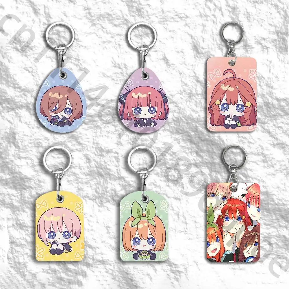 The Q-Quintessential Q-Quintuplets Protective Printed Leather Card Case Metal Keychain Accessory
